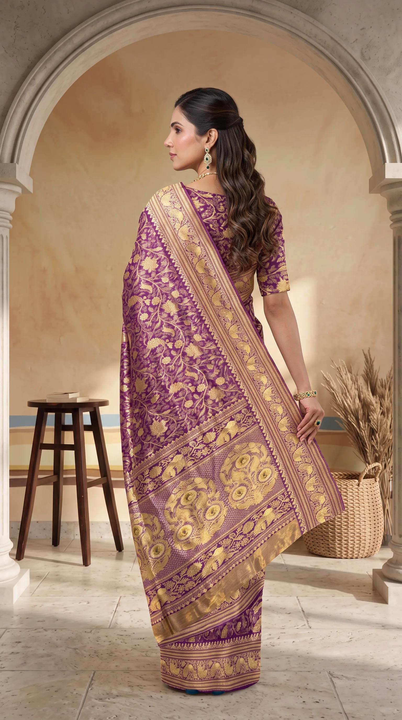 Live saree on model